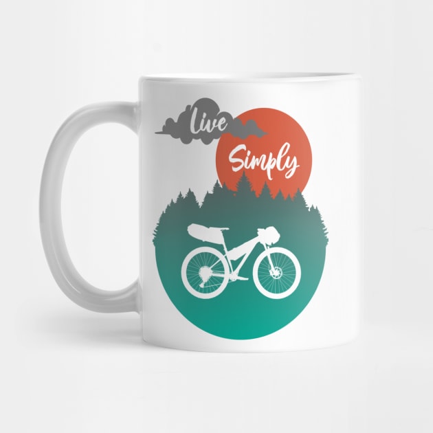 Live Simply - Adventure Mountain Bike Artwork - Bikepacking by anothercyclist